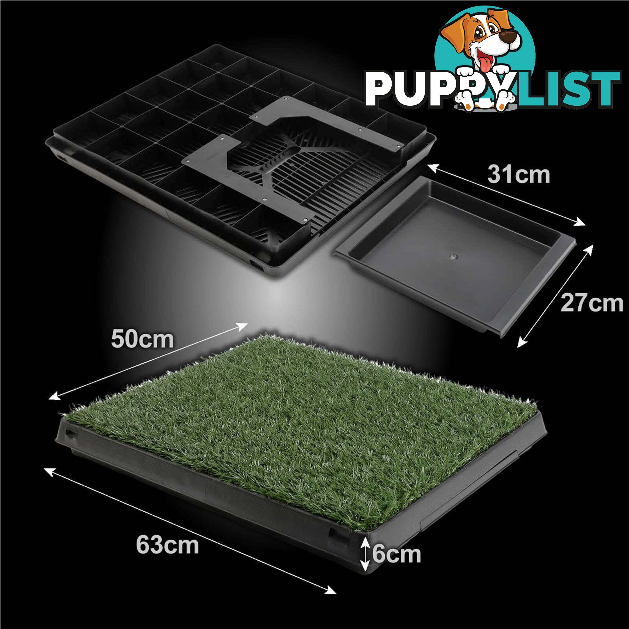 Pet Dog Potty Tray Training Toilet + 1 Grass Mat 63cm x 50cm - V274-PET-HH208A-1MAT