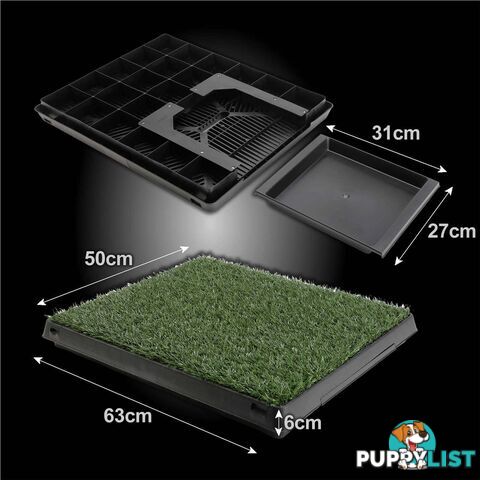 Pet Dog Potty Tray Training Toilet + 1 Grass Mat 63cm x 50cm - V274-PET-HH208A-1MAT