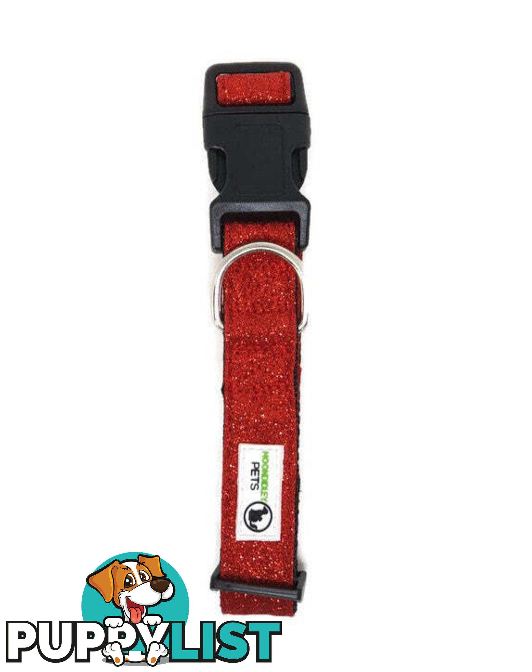 Bling Glitter Overlay Nylon Collar - Breakaway Buckle - Moondidley Pets - MDPCOLBLIMRED