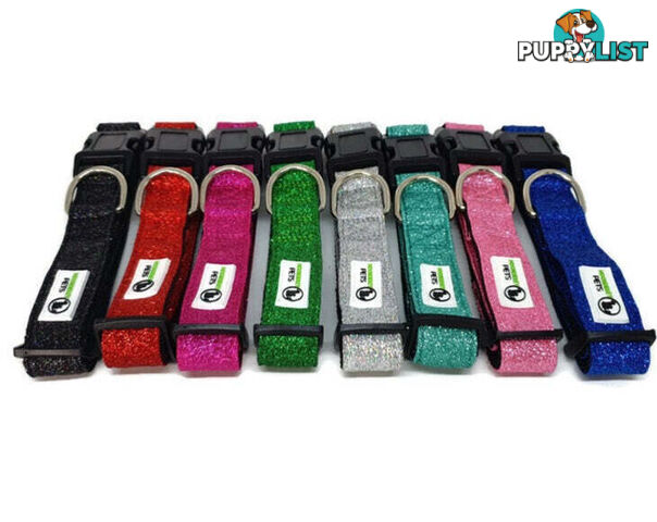 Bling Glitter Overlay Nylon Collar - Breakaway Buckle - Moondidley Pets - MDPCOLBLIMRED