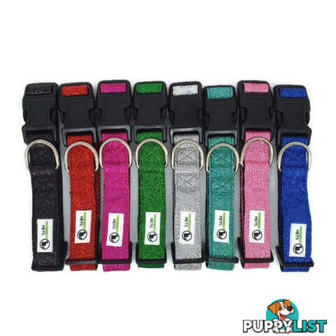 Bling Glitter Overlay Nylon Collar - Breakaway Buckle - Moondidley Pets - MDPCOLBLIMRED