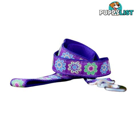 Purple Flower Dog Lead / Dog Leash - Hand Made by The Bark Side - TBSLDFLO251.8