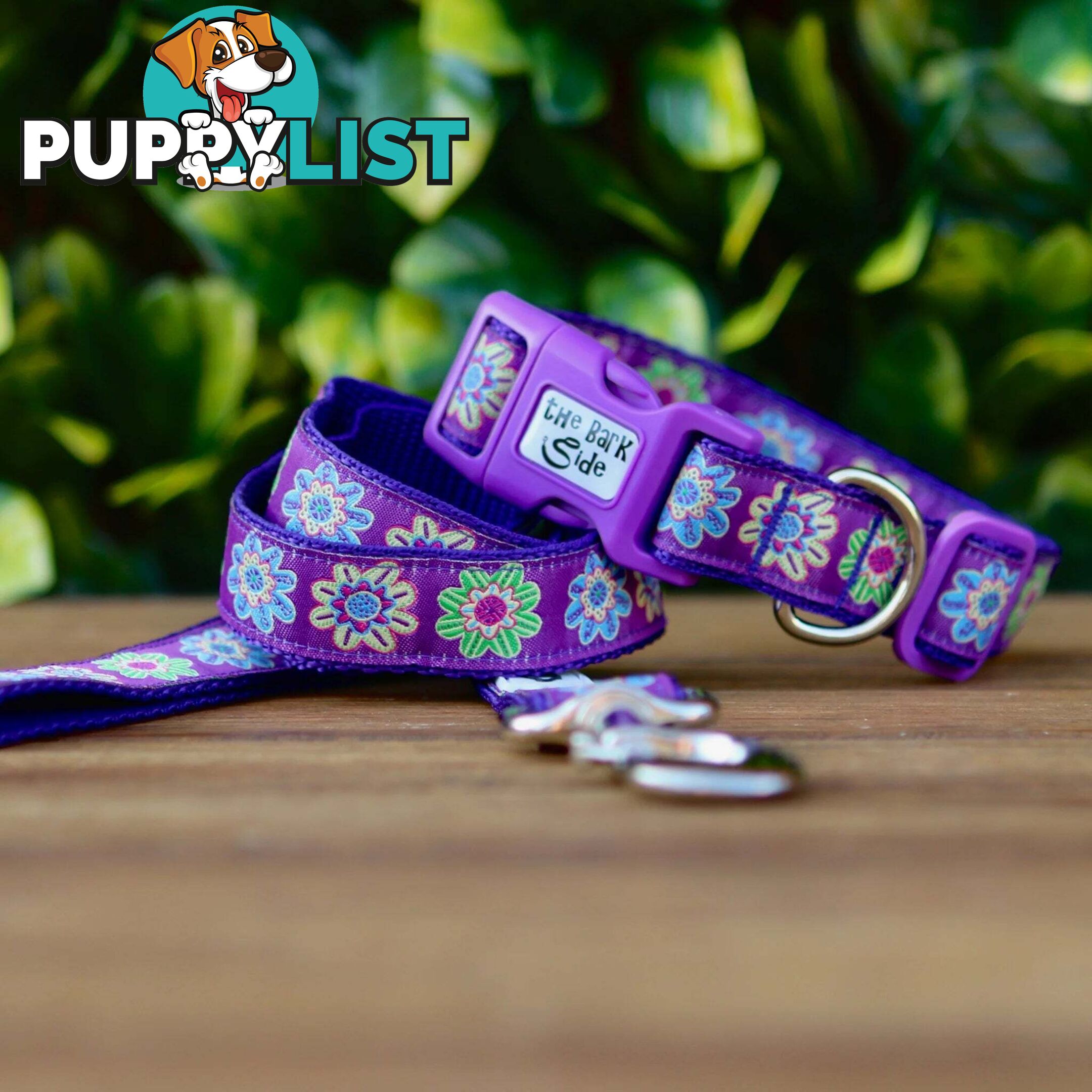 Purple Flower Dog Lead / Dog Leash - Hand Made by The Bark Side - TBSLDFLO251.8