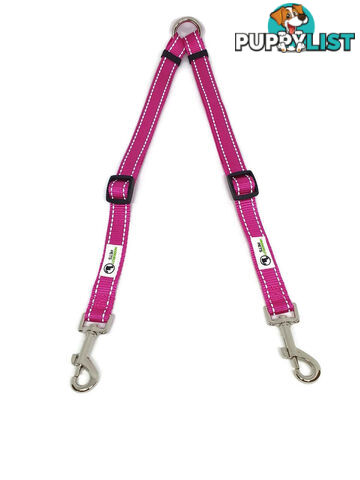 2 Dog Double Lead Coupler, Nylon w/Reflective Stitching - Moondidley Pets - MDPLDCOULLBLU