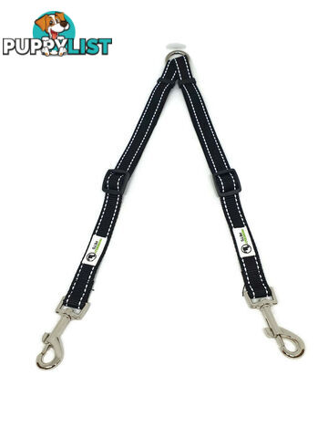 2 Dog Double Lead Coupler, Nylon w/Reflective Stitching - Moondidley Pets - MDPLDCOULLBLU