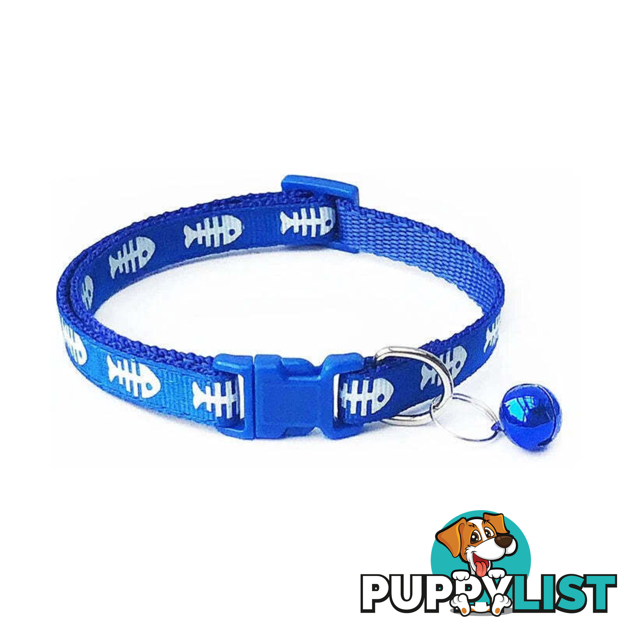 Fish Bone Cat Collar - Hand Made by The Bark Side - TBSFISBLK