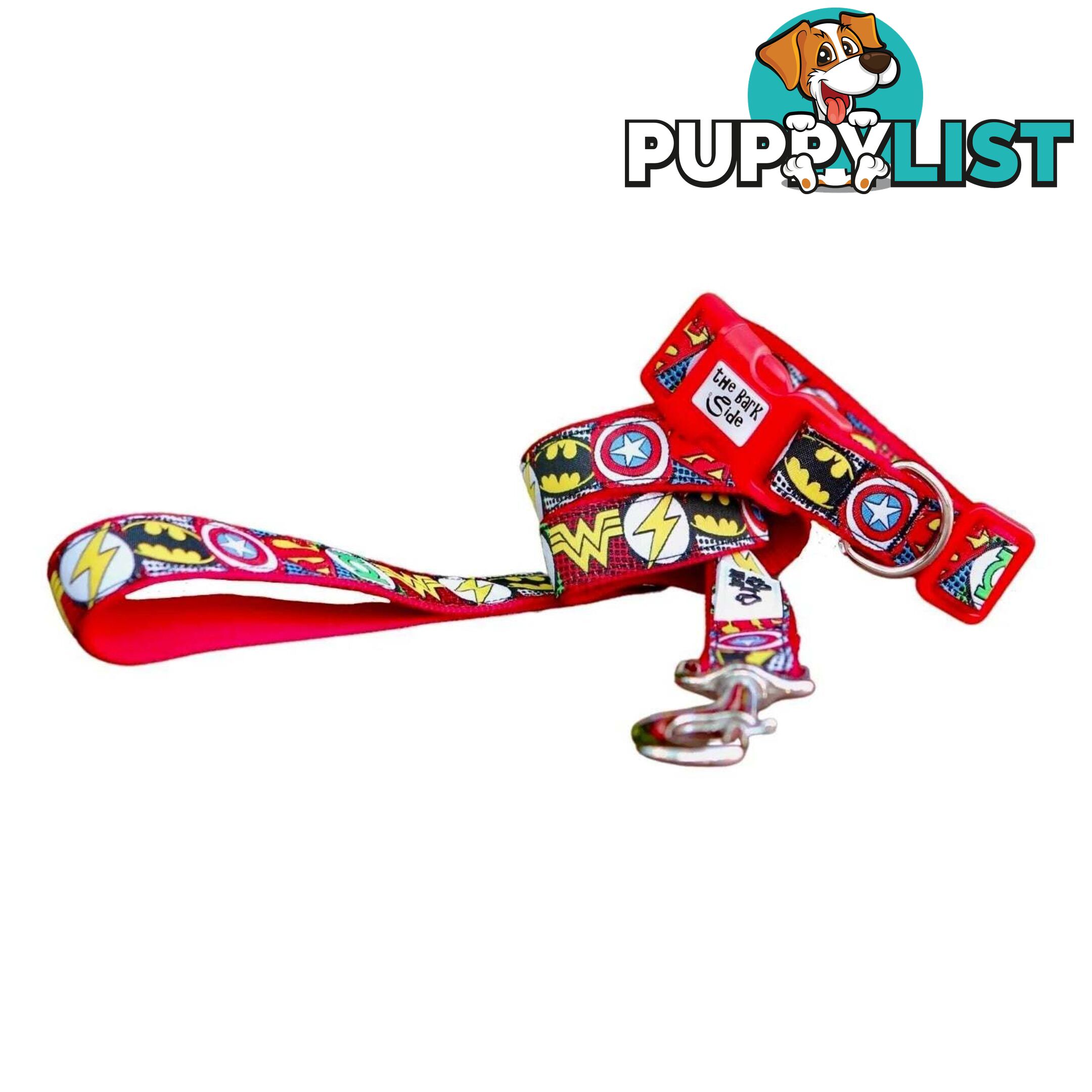 Superhero Dog Collar - Hand Made by The Bark Side - TBSHEROSMLRED