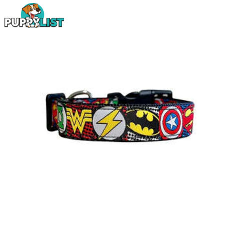 Superhero Dog Collar - Hand Made by The Bark Side - TBSHEROSMLRED