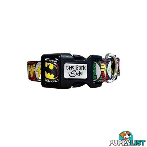 Superhero Dog Collar - Hand Made by The Bark Side - TBSHEROSMLRED