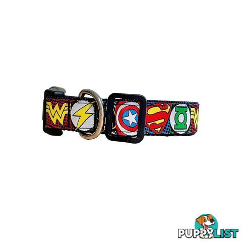 Superhero Dog Collar - Hand Made by The Bark Side - TBSHEROSMLRED