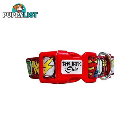 Superhero Dog Collar - Hand Made by The Bark Side - TBSHEROSMLRED