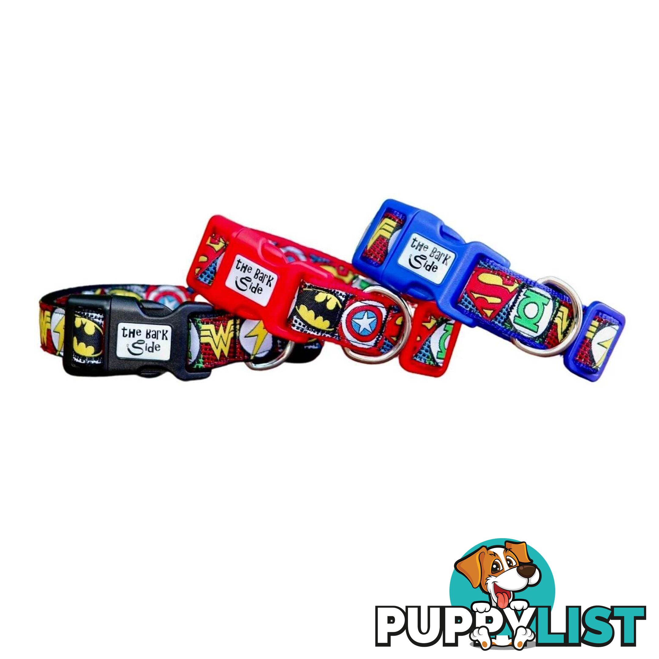 Superhero Dog Collar - Hand Made by The Bark Side - TBSHEROSMLRED