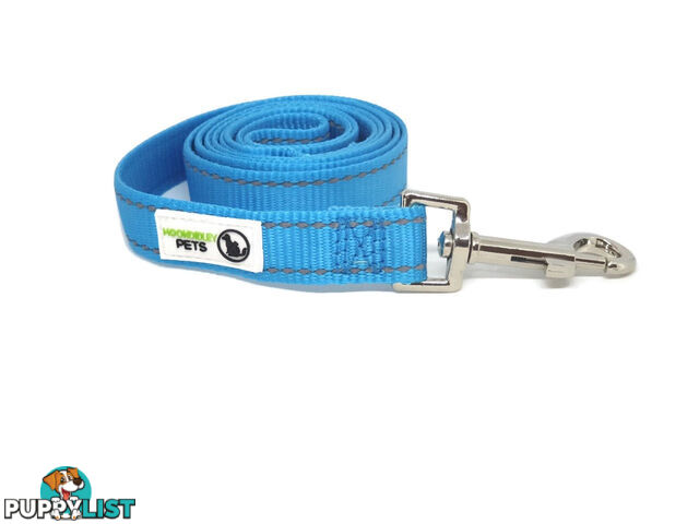 1.2m Nylon w/Reflective Stitching Dog Lead - Moondidley Pets - MDPLDREFLBLU201.2
