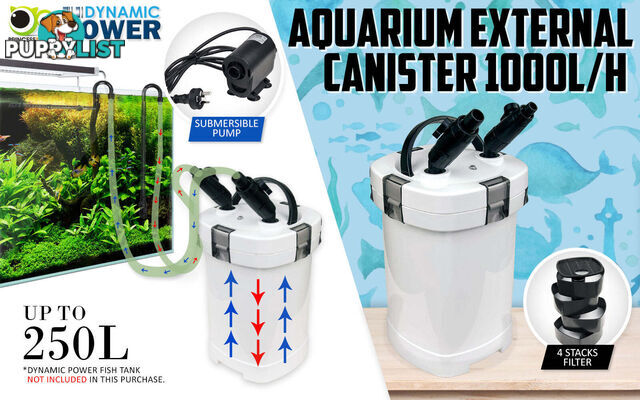 Aquarium External Canister Filter 1000L/H - V274-AQ-HW504