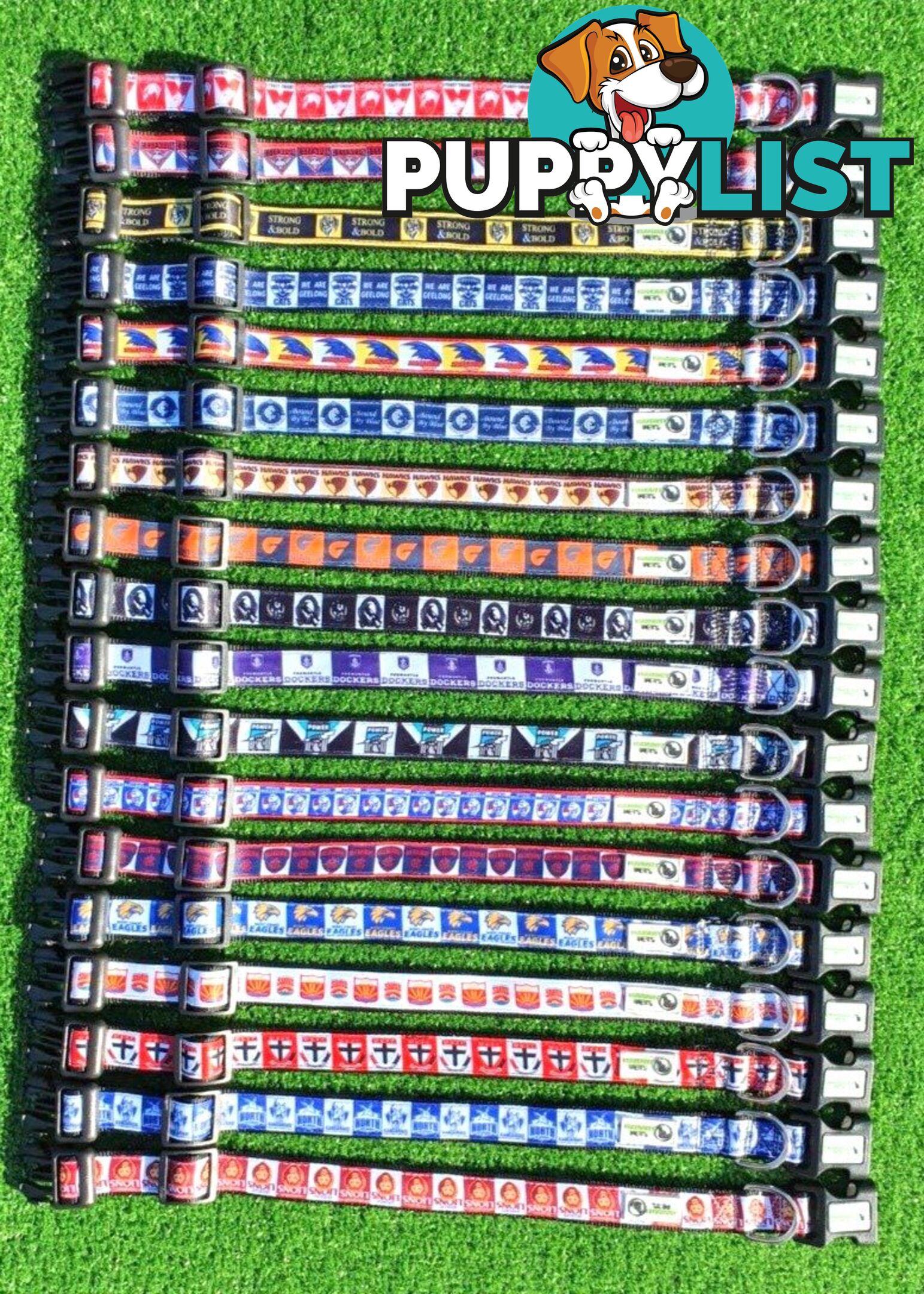 AFL Dog Collars, Footy - Aussie Rules - Moondidley Pets - MDPCOLAFLXSAC