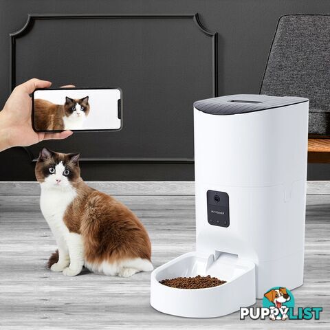 Smart Pet Feeder Camera Dog Cat Automatic Food Dispenser Portable Remote Bowl - WB-PT1043-9L-WH