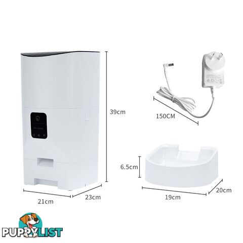Smart Pet Feeder Camera Dog Cat Automatic Food Dispenser Portable Remote Bowl - WB-PT1043-9L-WH