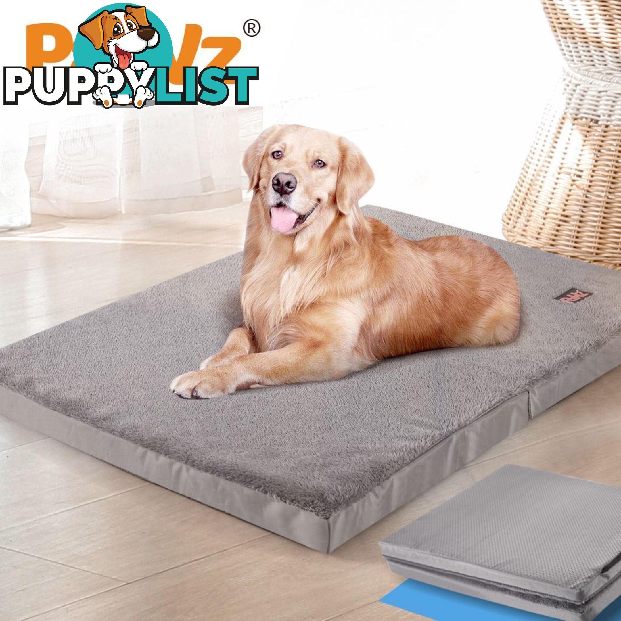 Pet Bed Foldable Dog Puppy Beds Cushion Pad Pads Soft Plush Black PaWz - WB-JC1045-XL-BK