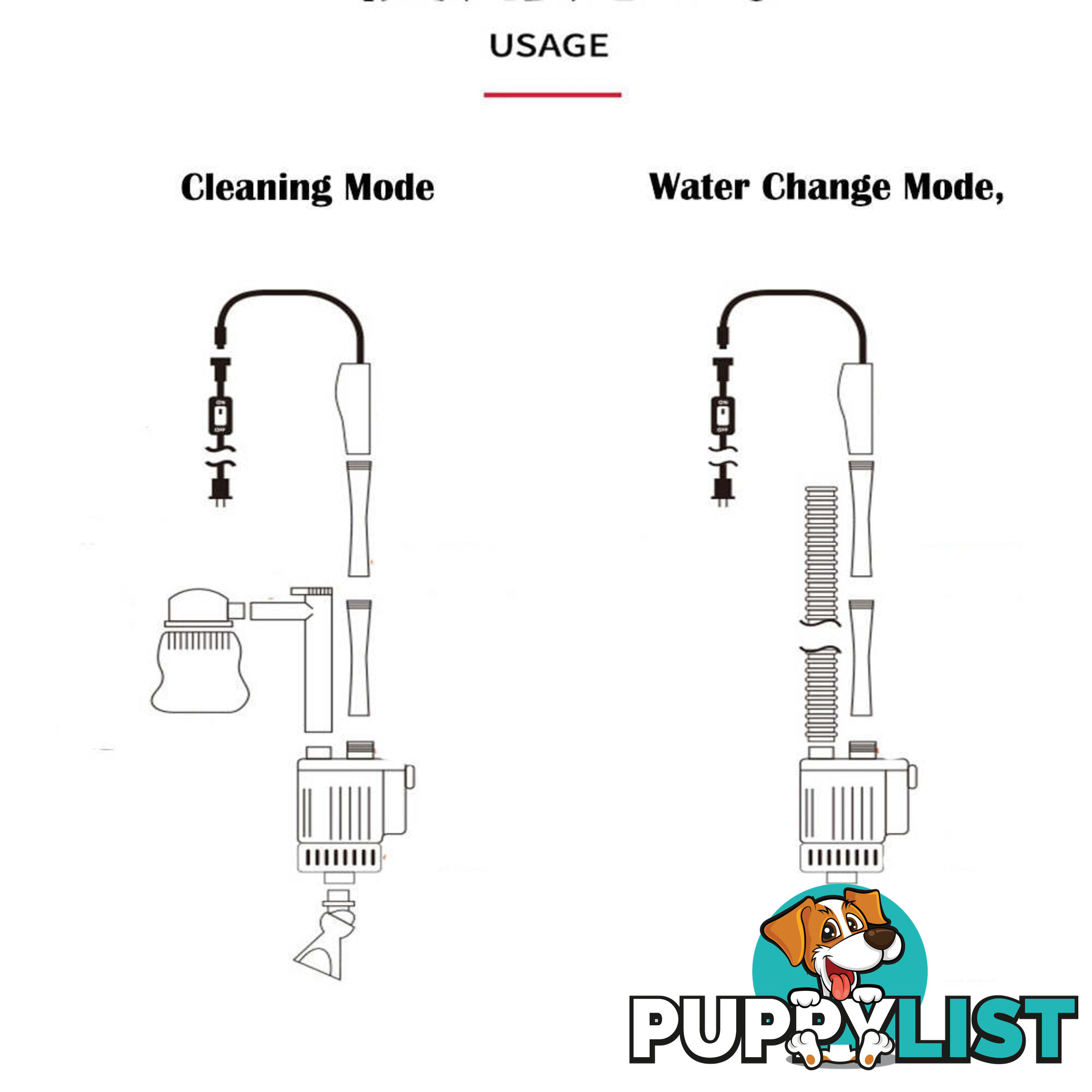 Aquarium Electric Siphon Pump Vacuum Cleaner Fish Tank Clean Water Change Gravel - V201-HLYG001-BLACK