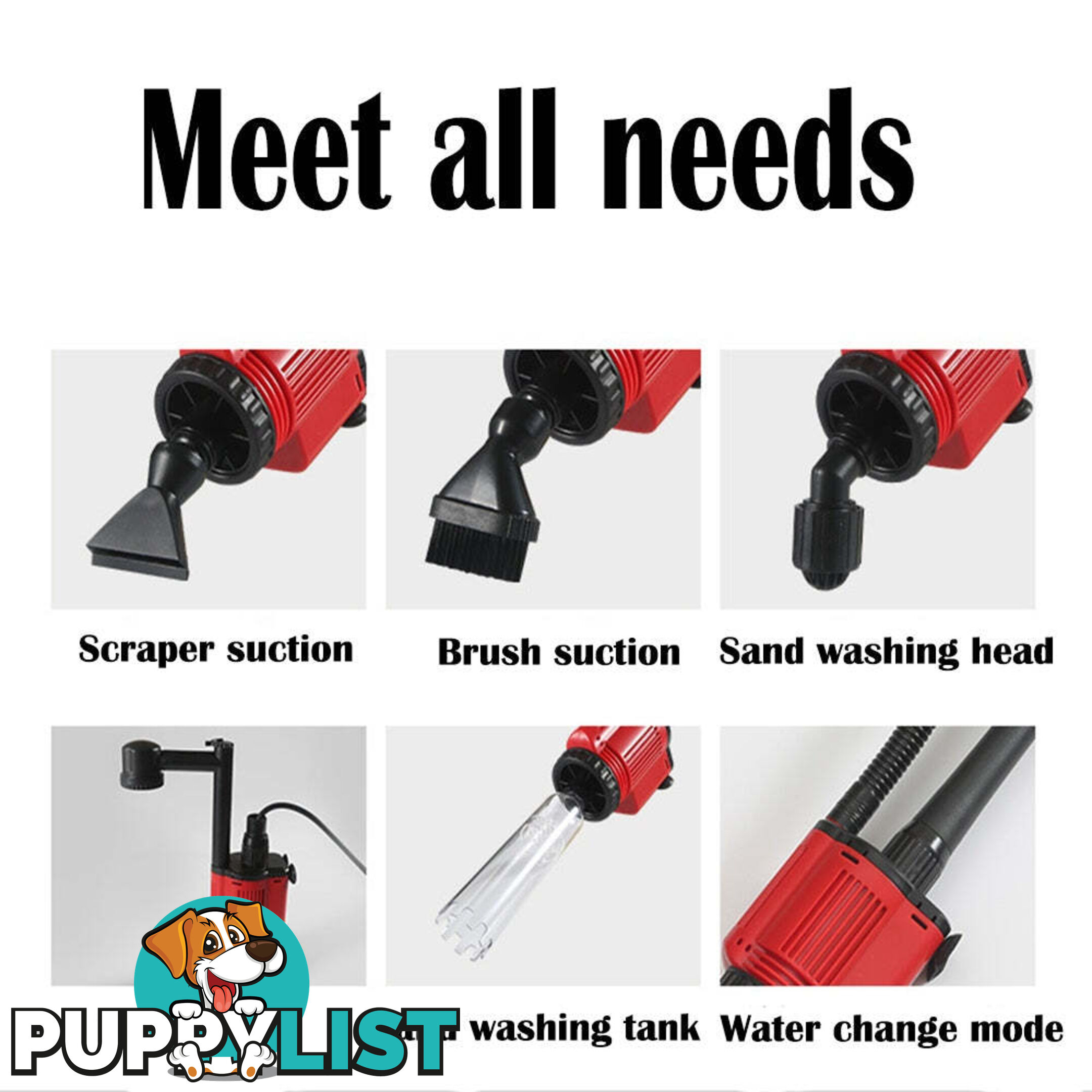 Aquarium Electric Siphon Pump Vacuum Cleaner Fish Tank Clean Water Change Gravel - V201-HLYG001-BLACK