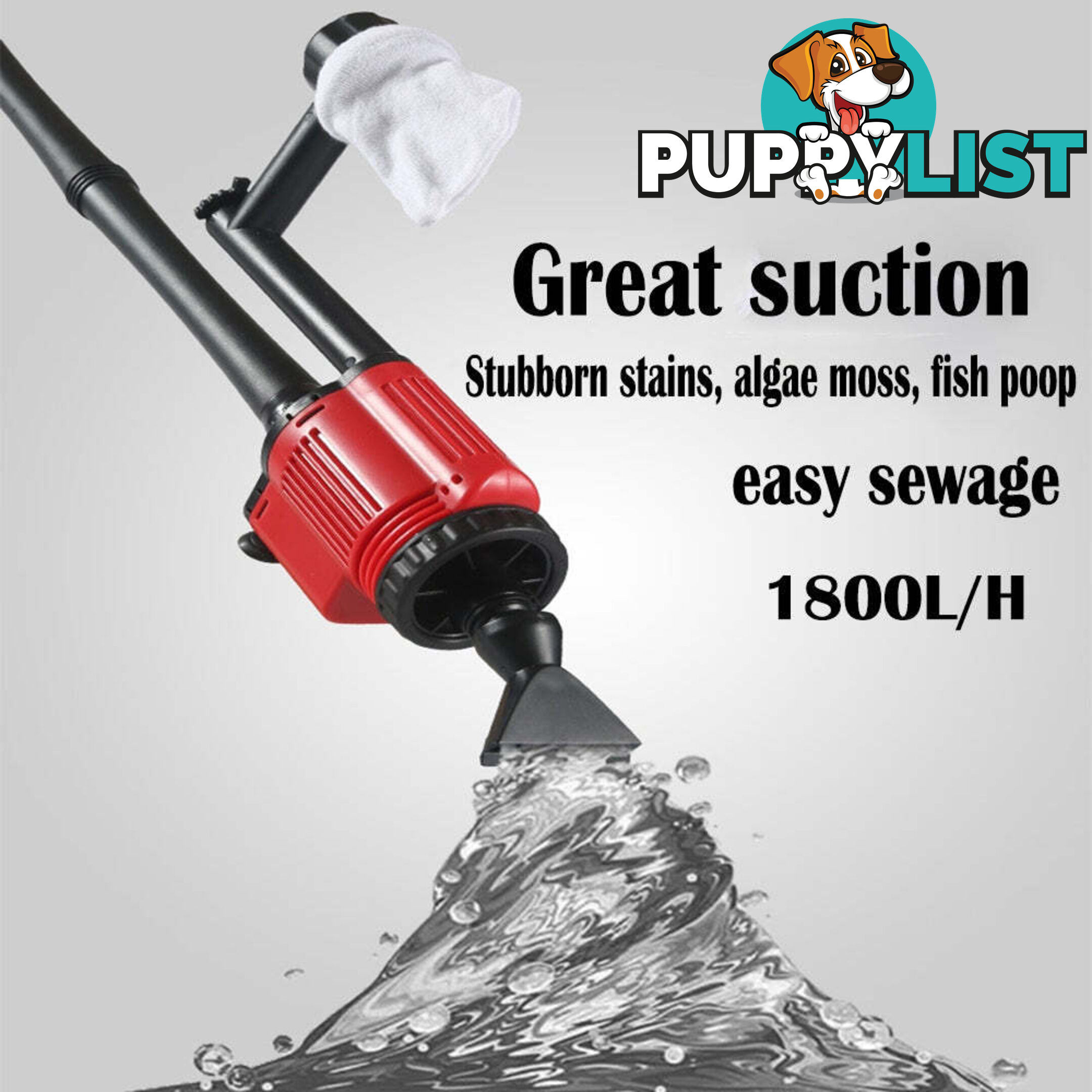 Aquarium Electric Siphon Pump Vacuum Cleaner Fish Tank Clean Water Change Gravel - V201-HLYG001-BLACK