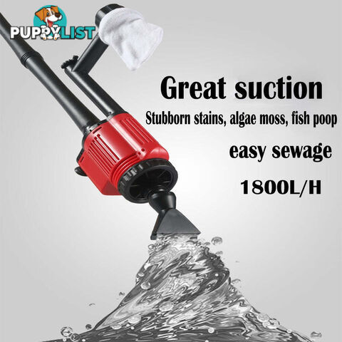 Aquarium Electric Siphon Pump Vacuum Cleaner Fish Tank Clean Water Change Gravel - V201-HLYG001-BLACK