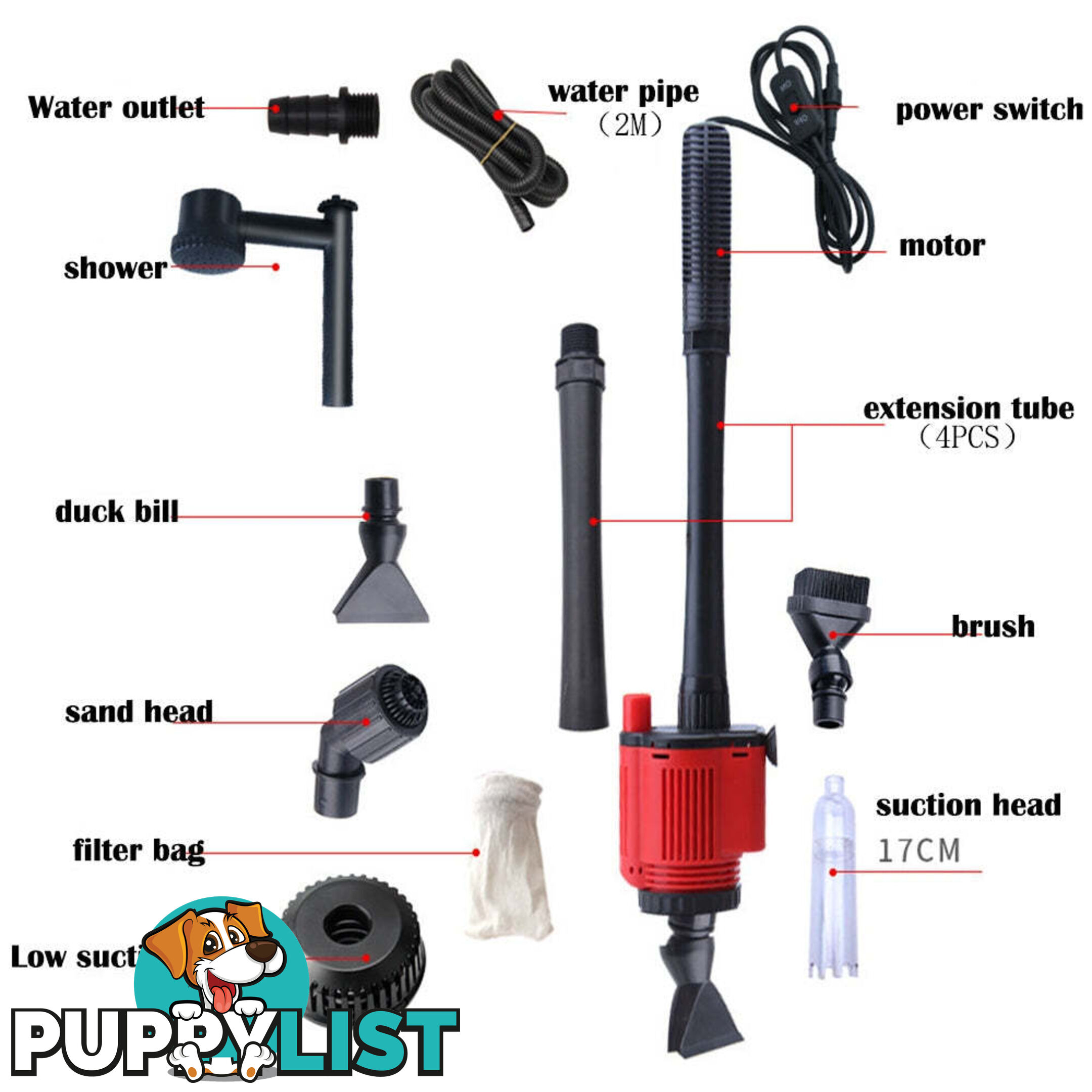 Aquarium Electric Siphon Pump Vacuum Cleaner Fish Tank Clean Water Change Gravel - V201-HLYG001-BLACK