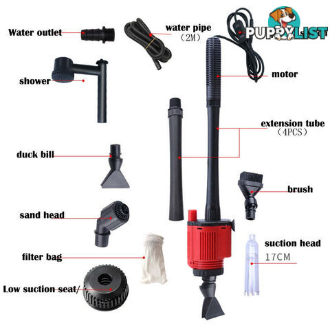 Aquarium Electric Siphon Pump Vacuum Cleaner Fish Tank Clean Water Change Gravel - V201-HLYG001-BLACK