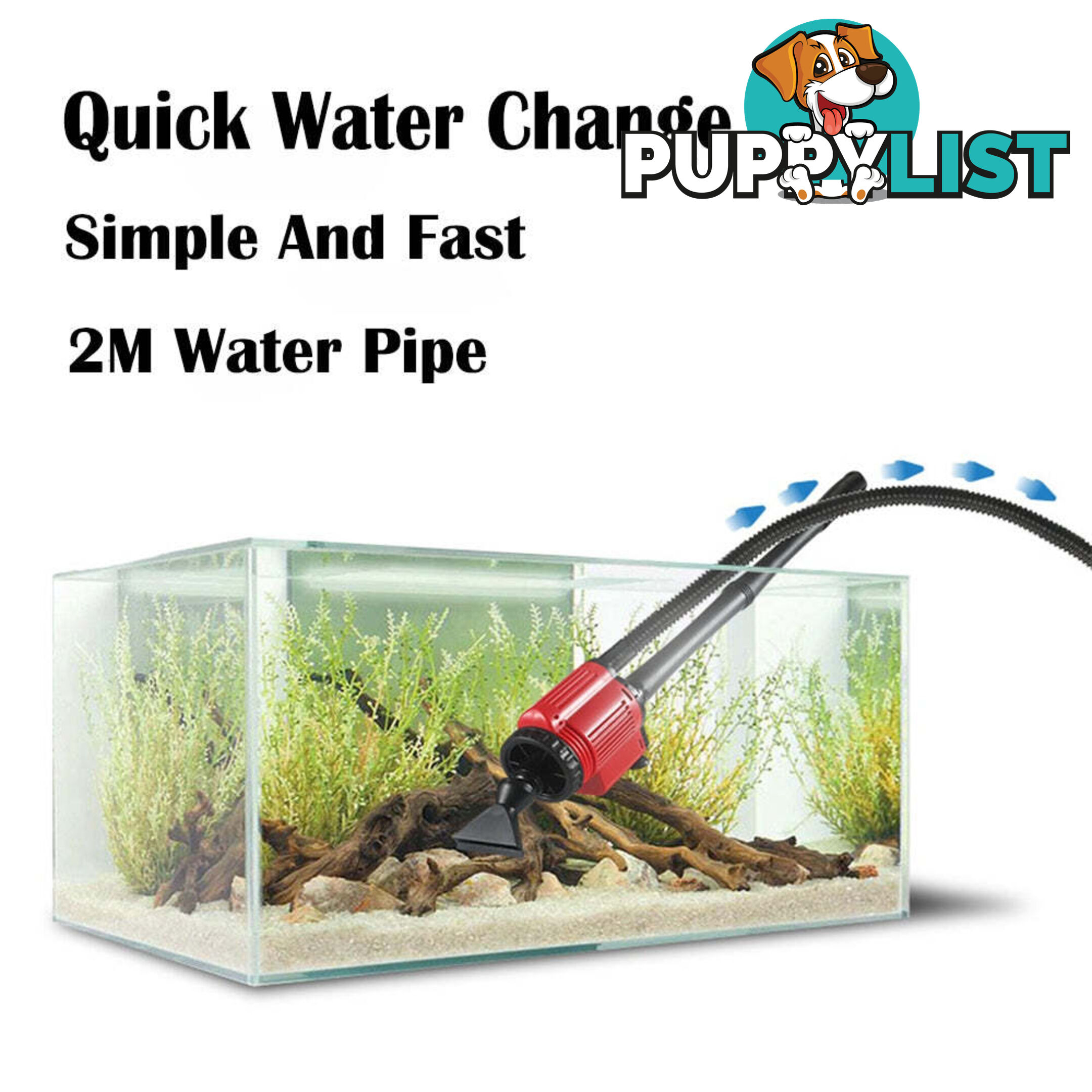 Aquarium Electric Siphon Pump Vacuum Cleaner Fish Tank Clean Water Change Gravel - V201-HLYG001-BLACK
