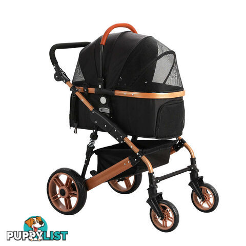 i.Pet Pet Stroller Dog Pram Large Cat Carrier Travel Foldable Pushchair 4 Wheels - PET-STROLLER-110-BK