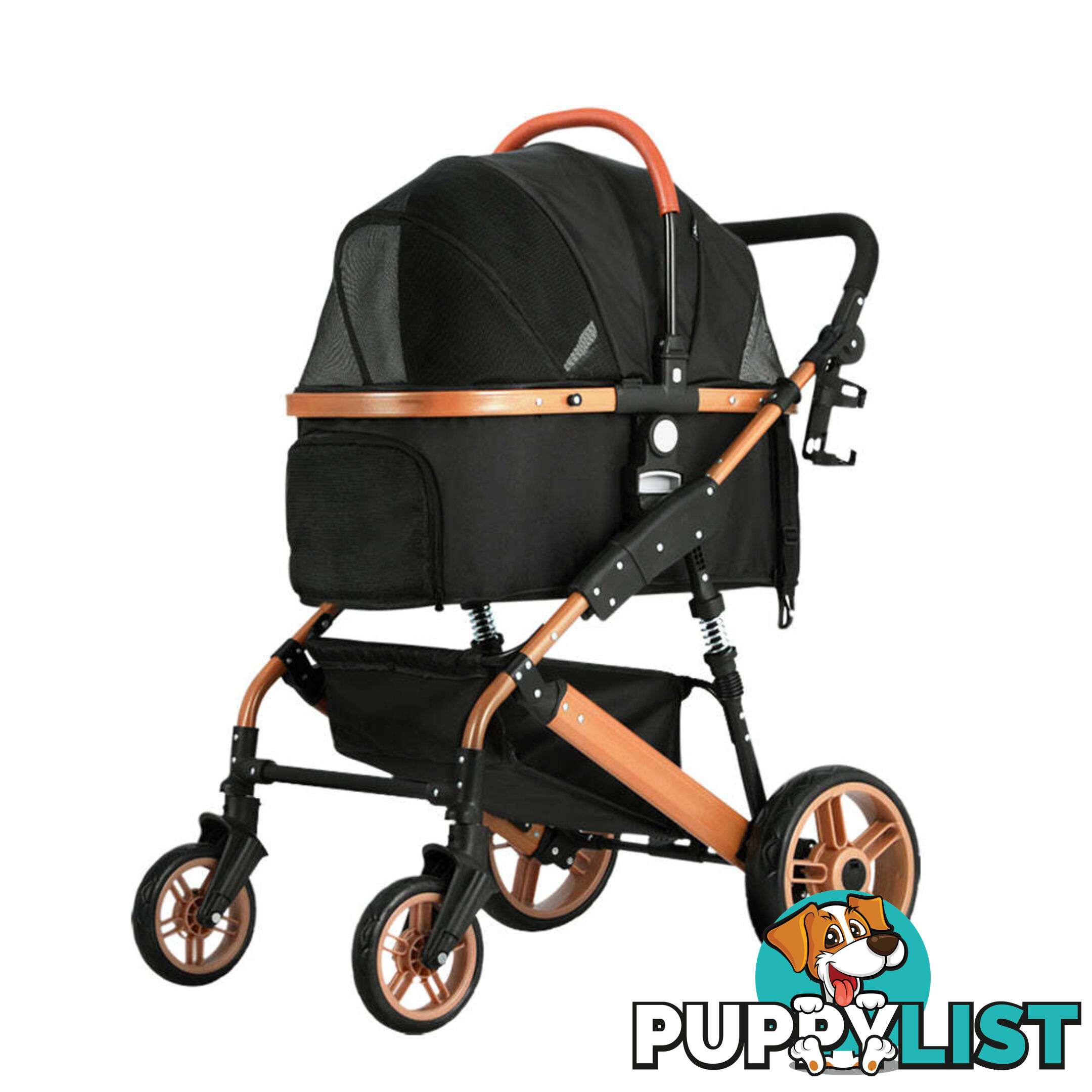i.Pet Pet Stroller Dog Pram Large Cat Carrier Travel Foldable Pushchair 4 Wheels - PET-STROLLER-110-BK