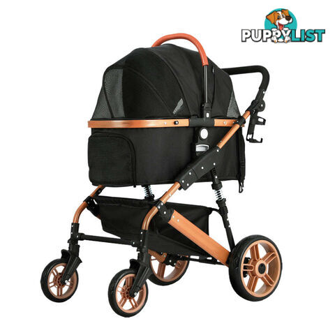i.Pet Pet Stroller Dog Pram Large Cat Carrier Travel Foldable Pushchair 4 Wheels - PET-STROLLER-110-BK