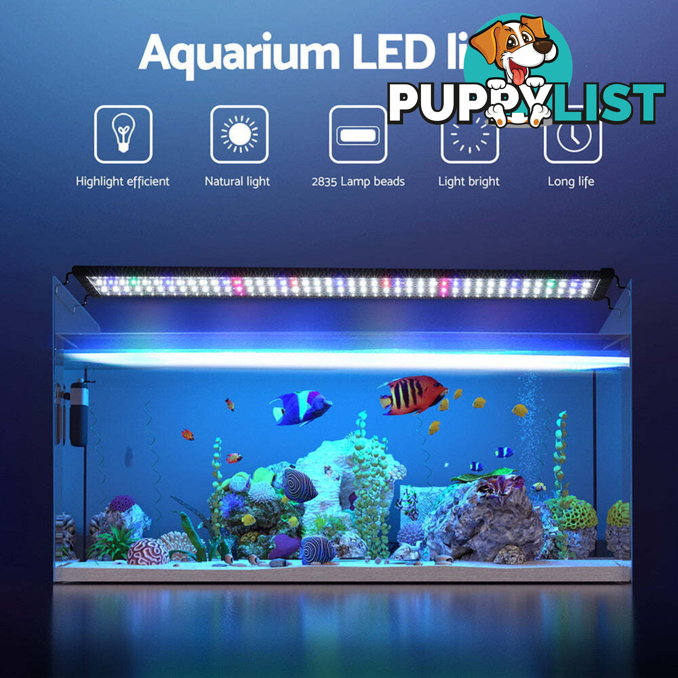 i.Pet Aquarium Light Full Spectrum 90CM Aqua Plant Fish Tank Lamp - AQUAR-LT-90-BK