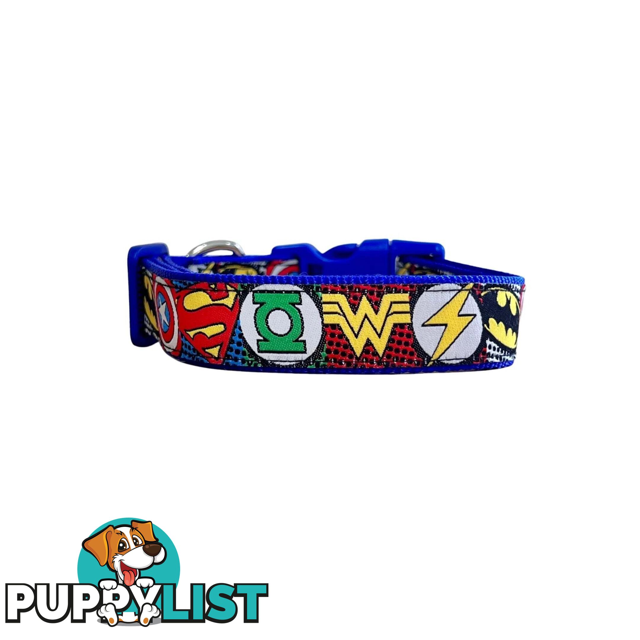 Superhero Dog Collar - Hand Made by The Bark Side - TBSHEROXSBLU