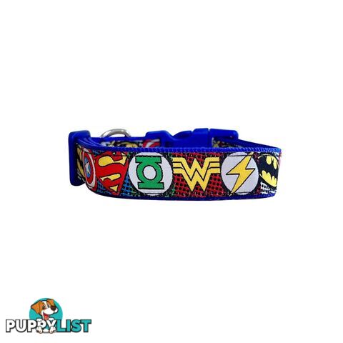 Superhero Dog Collar - Hand Made by The Bark Side - TBSHEROXSBLU