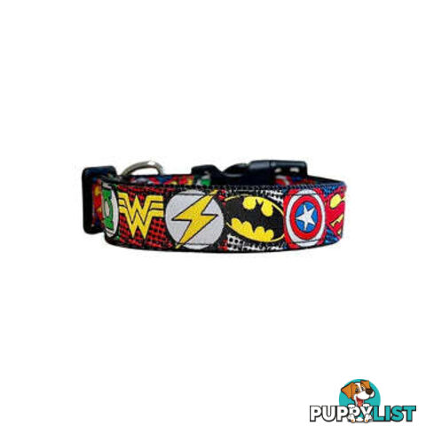 Superhero Dog Collar - Hand Made by The Bark Side - TBSHEROXSBLU