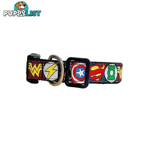 Superhero Dog Collar - Hand Made by The Bark Side - TBSHEROXSBLU