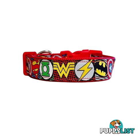 Superhero Dog Collar - Hand Made by The Bark Side - TBSHEROXSBLU