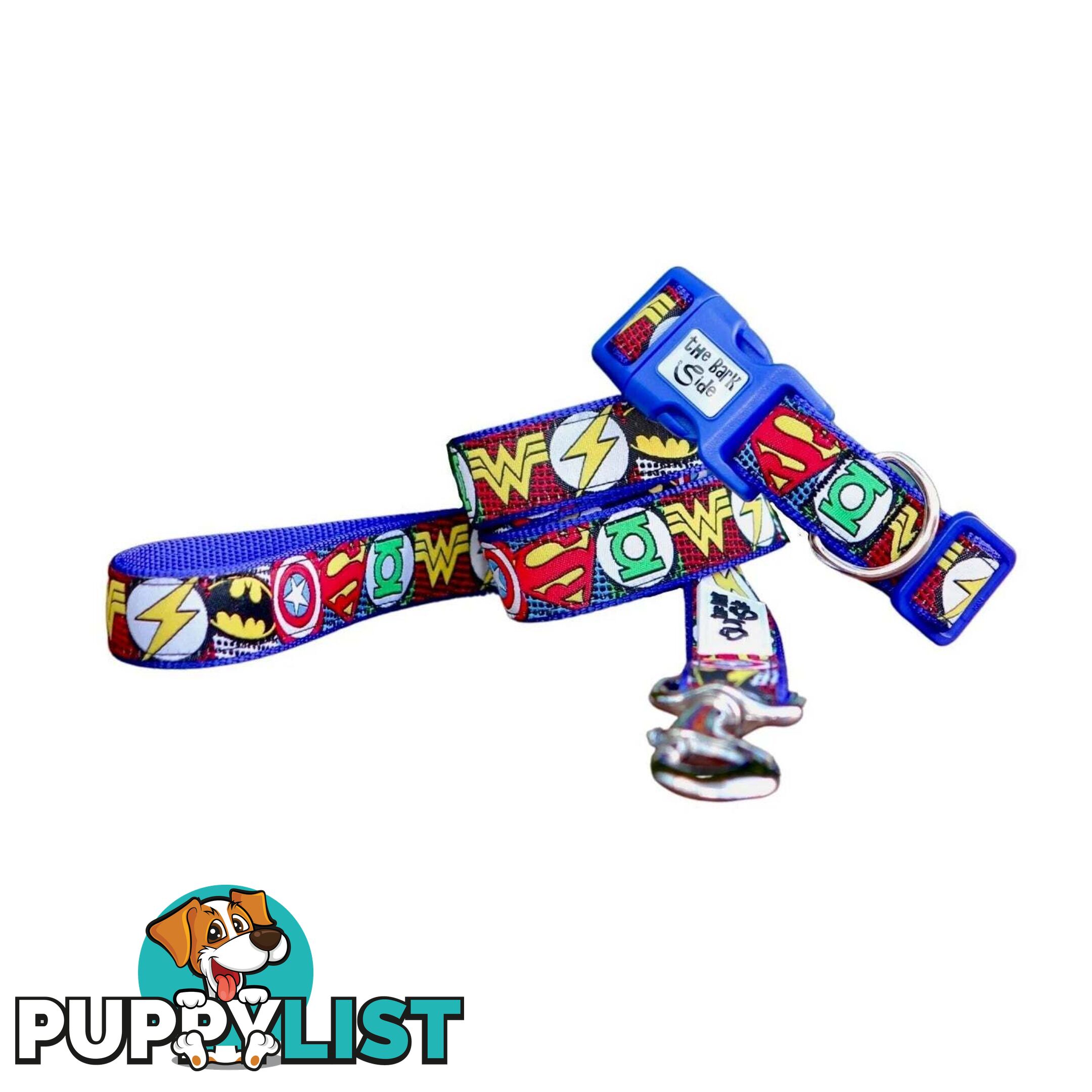 Superhero Dog Collar - Hand Made by The Bark Side - TBSHEROXSBLU