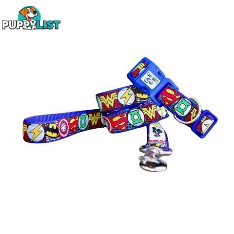 Superhero Dog Collar - Hand Made by The Bark Side - TBSHEROXSBLU