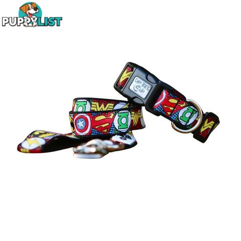 Superhero Dog Collar - Hand Made by The Bark Side - TBSHEROXSBLU