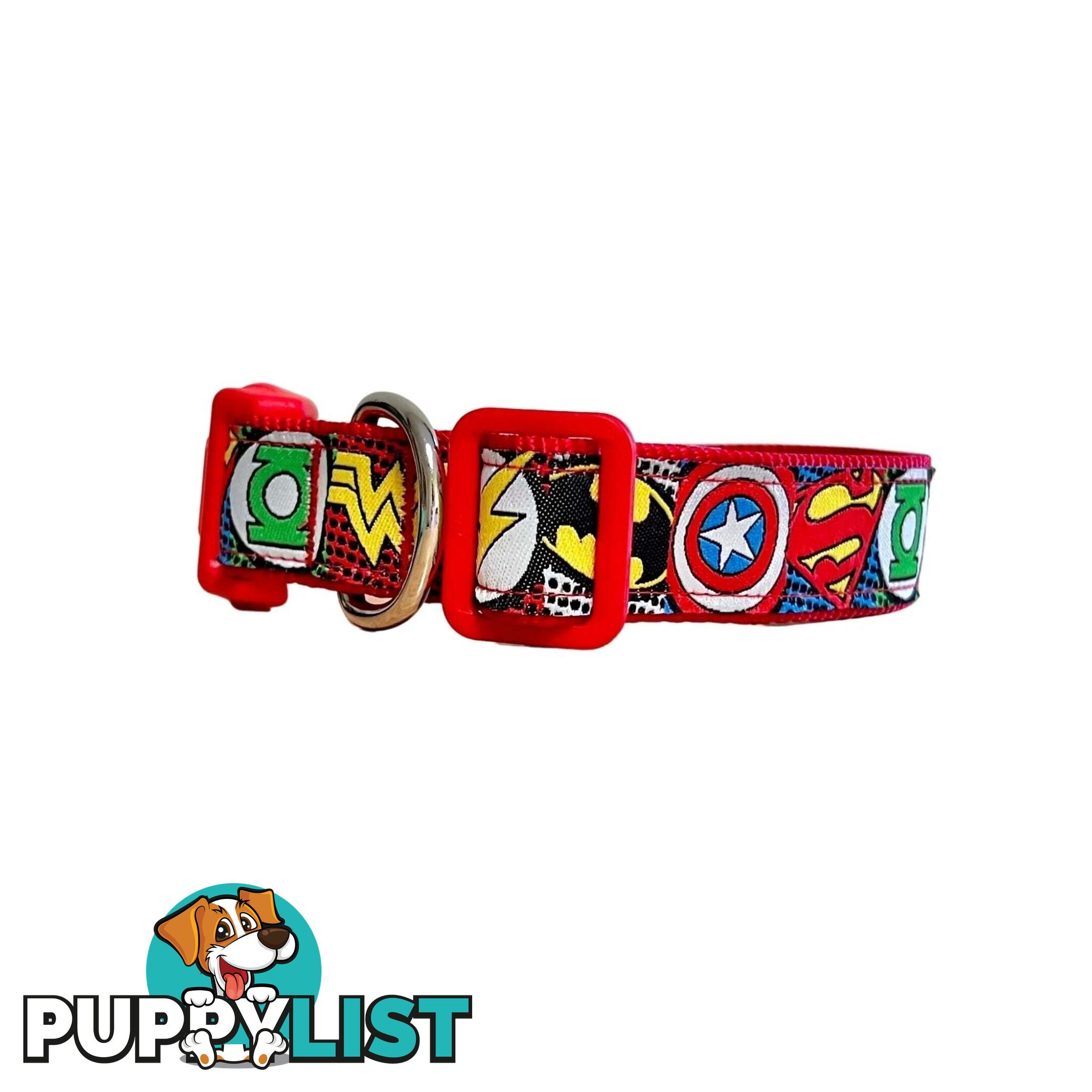 Superhero Dog Collar - Hand Made by The Bark Side - TBSHEROXSBLU
