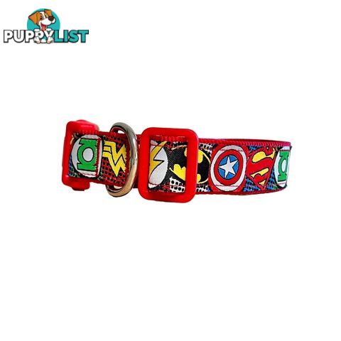 Superhero Dog Collar - Hand Made by The Bark Side - TBSHEROXSBLU