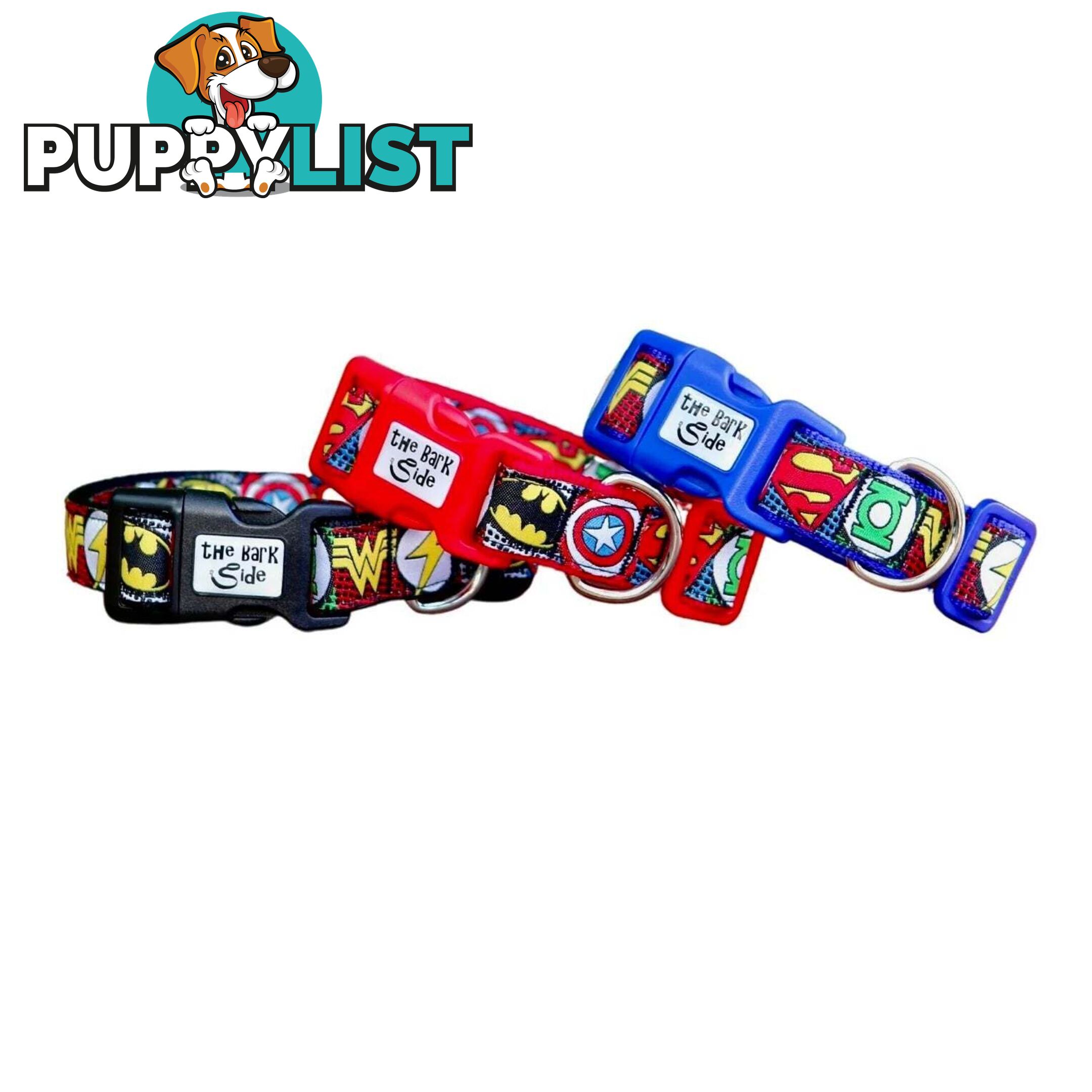 Superhero Dog Collar - Hand Made by The Bark Side - TBSHEROXSBLU