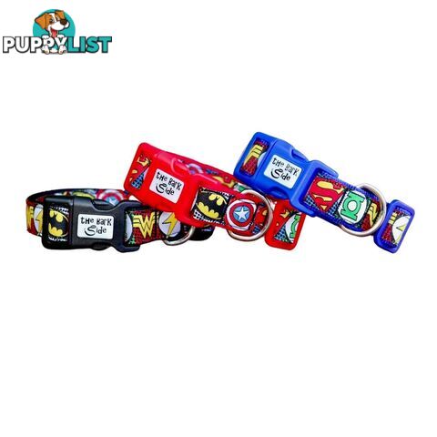 Superhero Dog Collar - Hand Made by The Bark Side - TBSHEROXSBLU