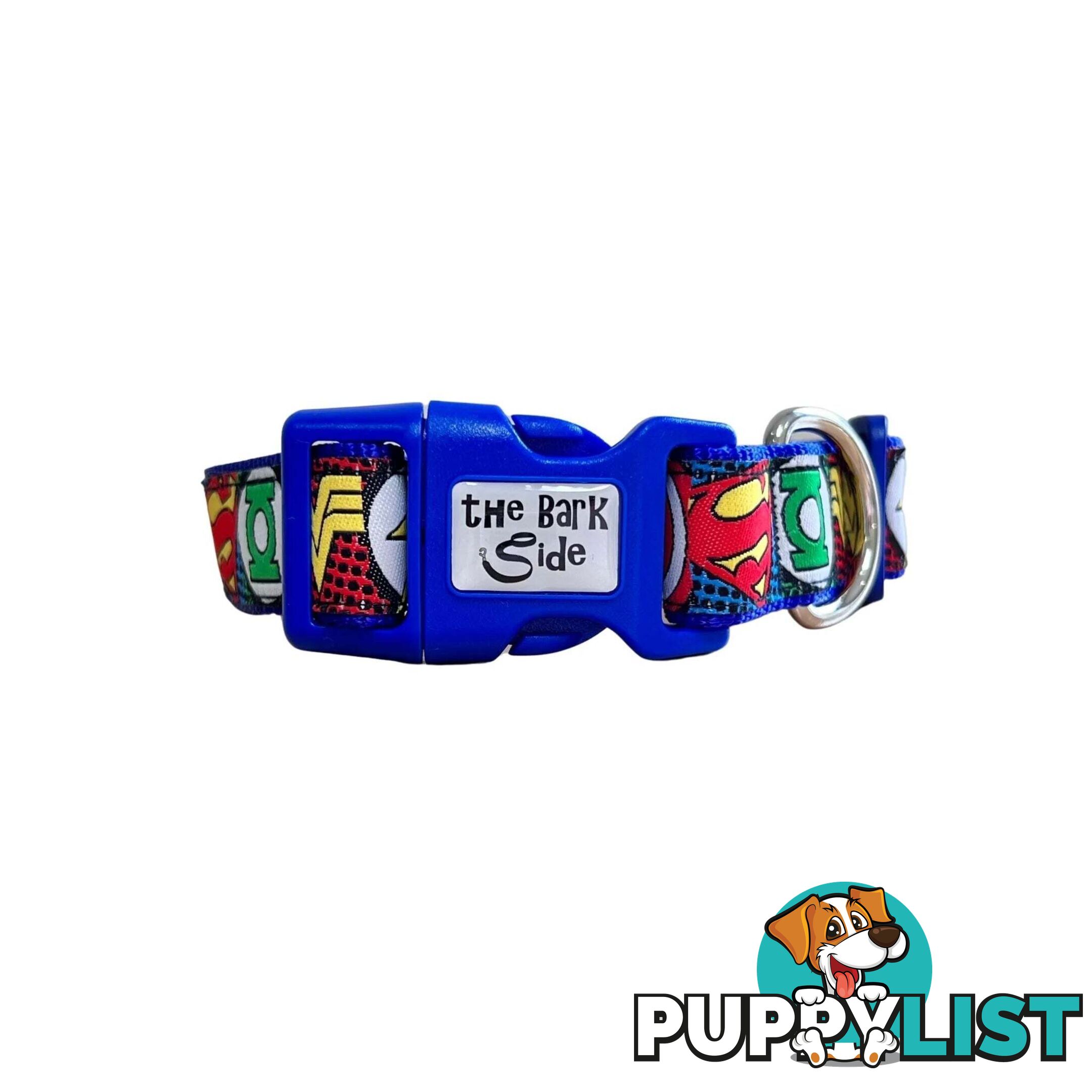 Superhero Dog Collar - Hand Made by The Bark Side - TBSHEROXSBLU