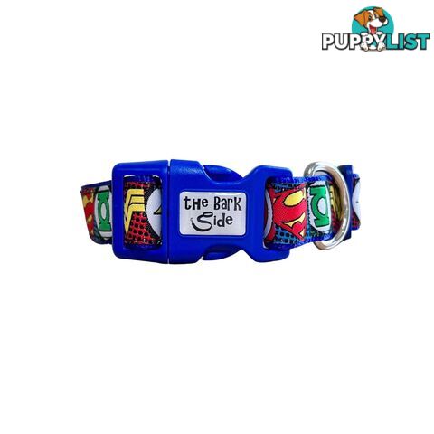 Superhero Dog Collar - Hand Made by The Bark Side - TBSHEROXSBLU