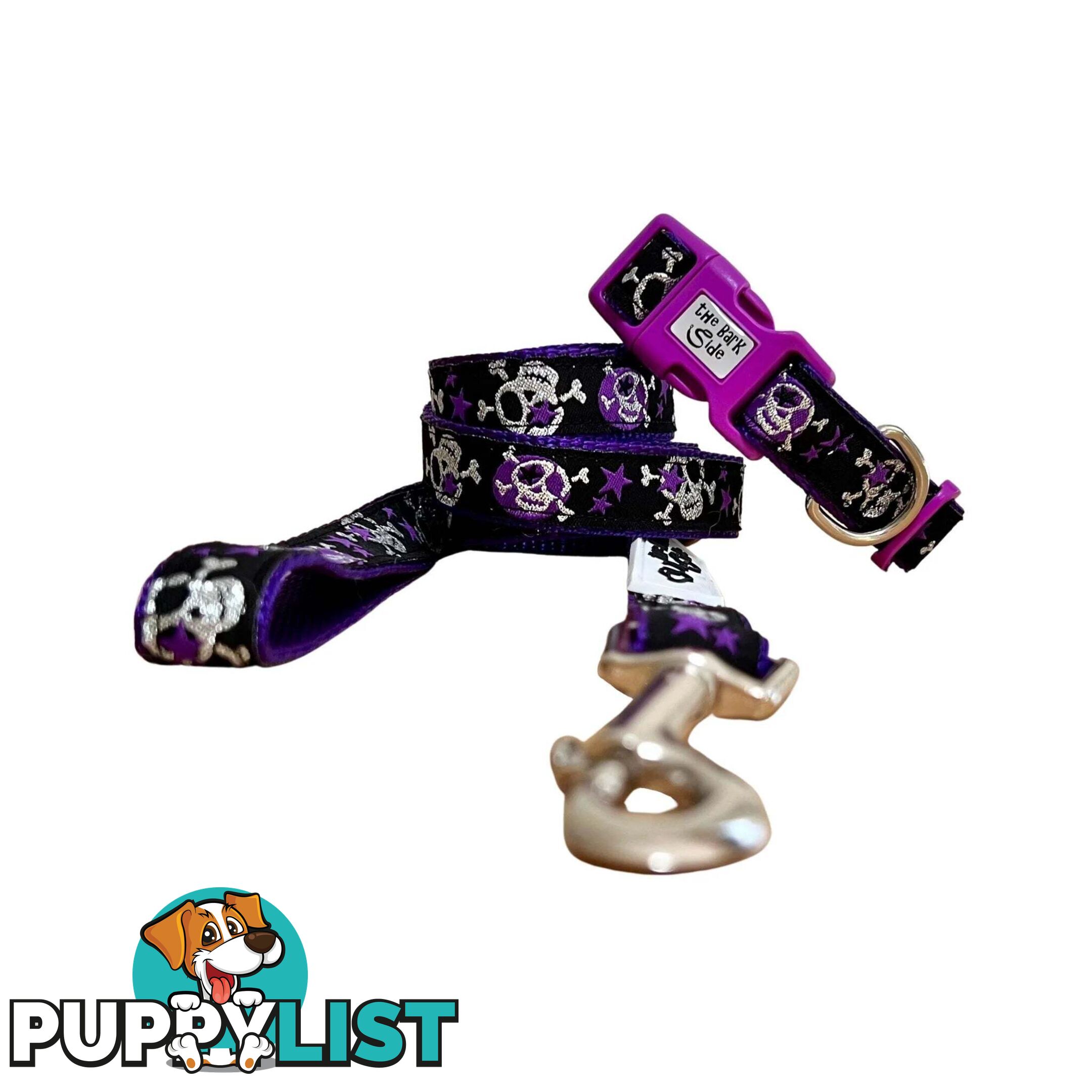 Skulls & Stars Dog Collar - Hand Made by The Bark Side - TBSSKUSMLPNK