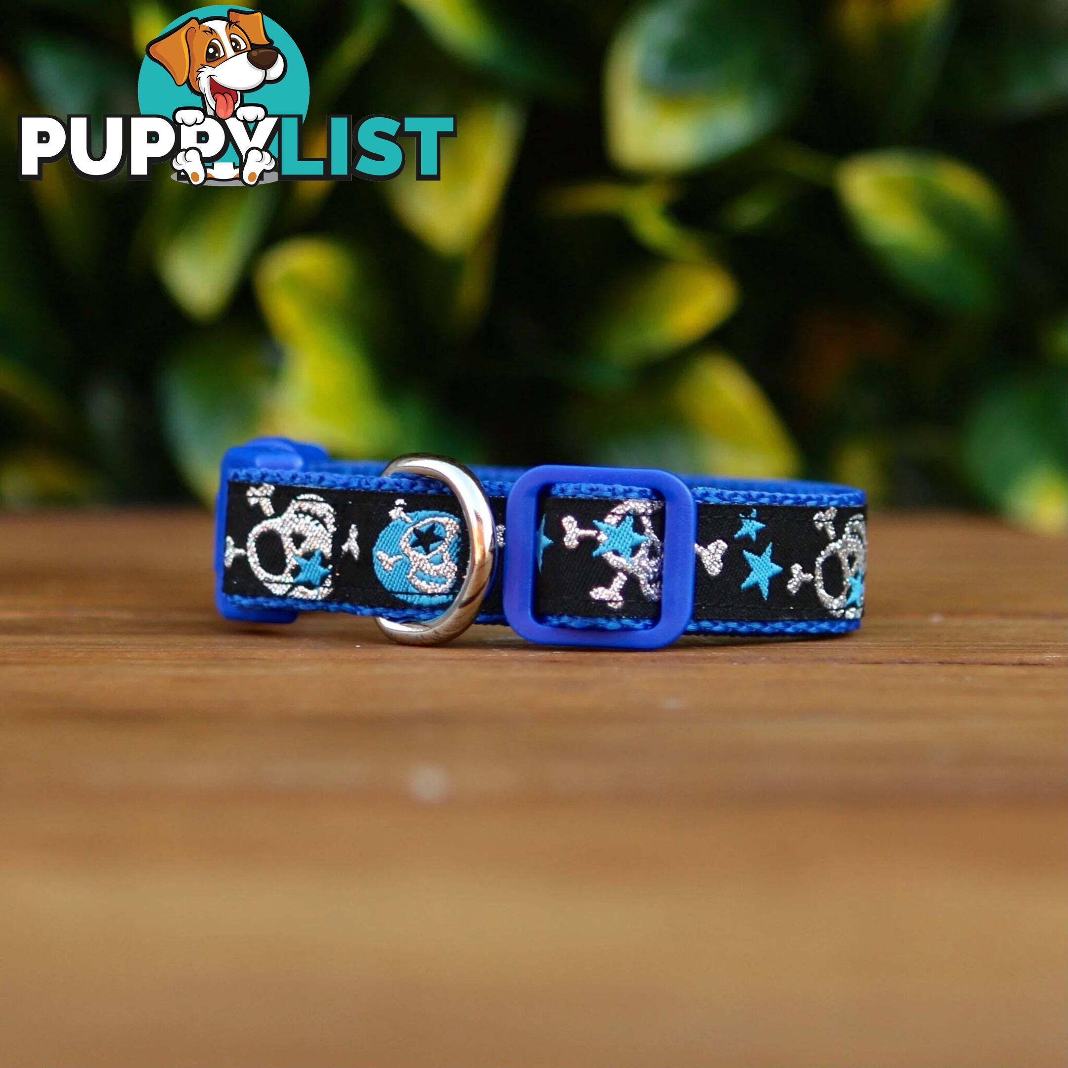 Skulls & Stars Dog Collar - Hand Made by The Bark Side - TBSSKUSMLPNK