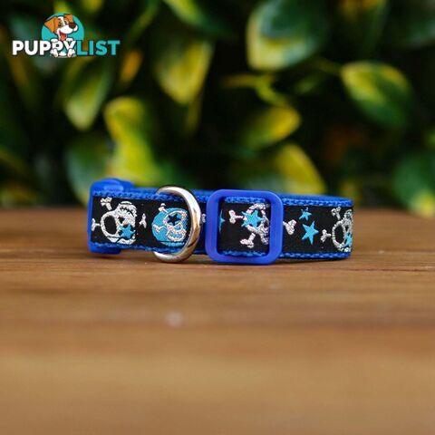 Skulls & Stars Dog Collar - Hand Made by The Bark Side - TBSSKUSMLPNK